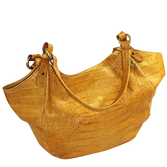 Brahmin Jacqueline Melbourne Chartreuse Croc Shoulder Hobo Bag - Picture 3 of 9